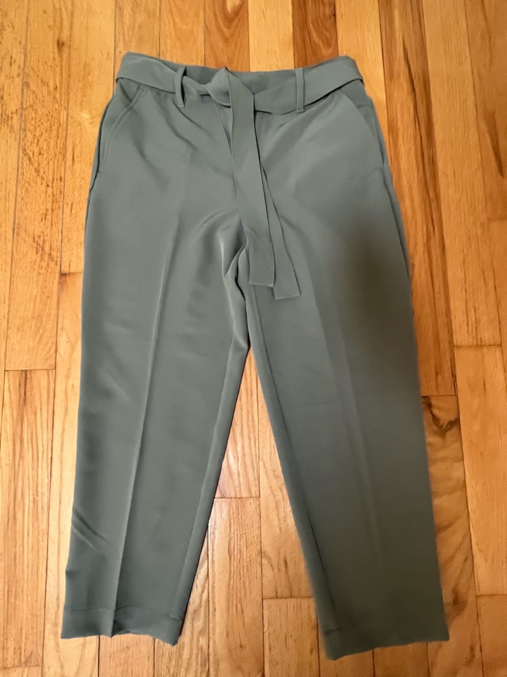 LOFT Sage Green Tie-Waist Dress Pants